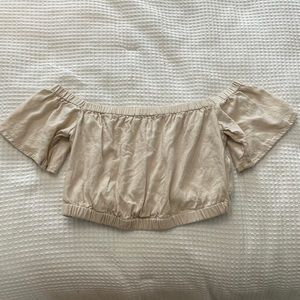 Linen crop shoulder shirt
